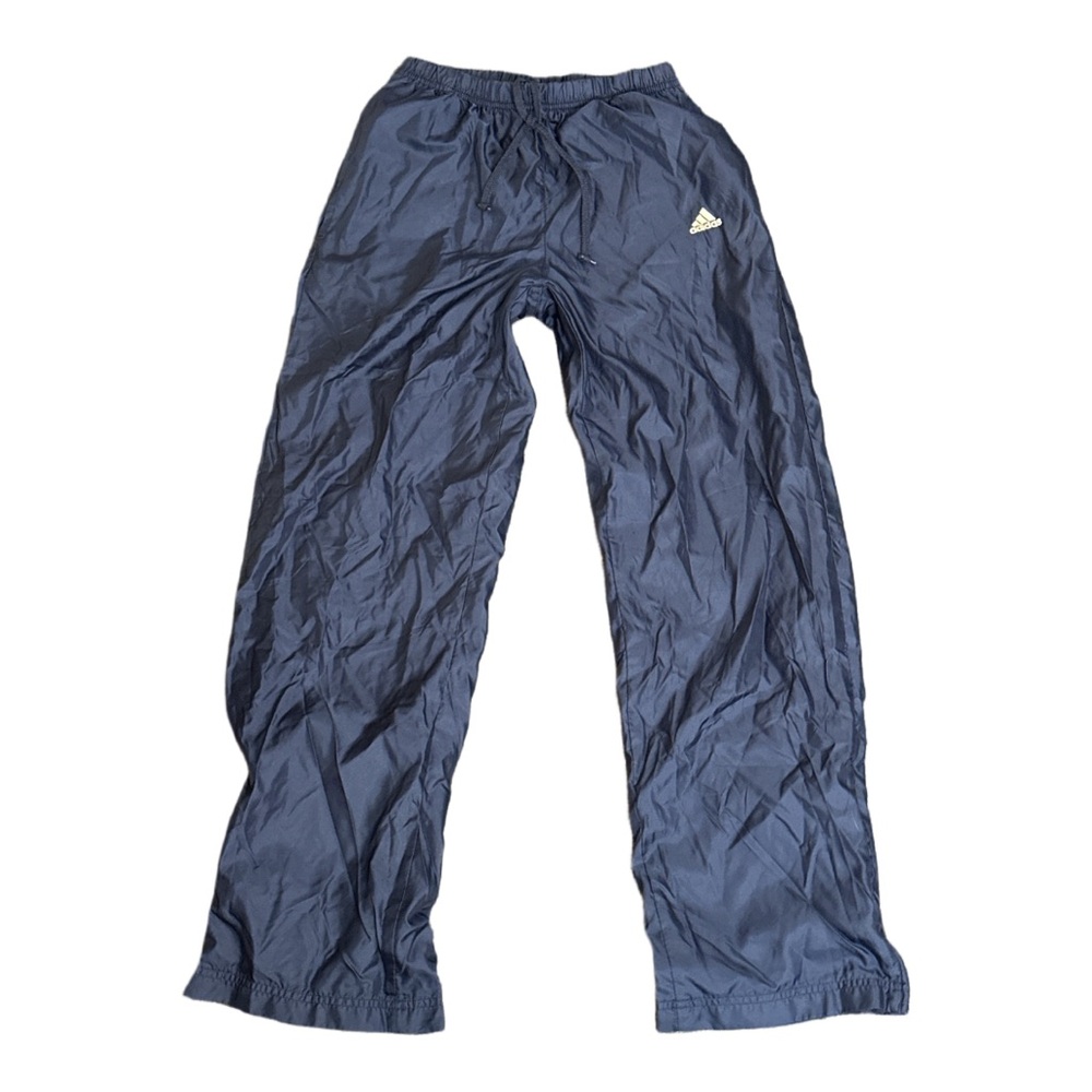 VINTAGE 2004 ADIDAS women's blue lined nylon trackpants, small.